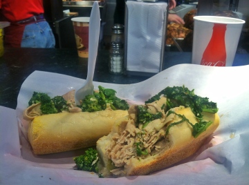 Sliced pork with broccoli-rabe.sold at DiNic's in the Reading Terminal Market, was named the country's best sandwich by the Travel Channel.